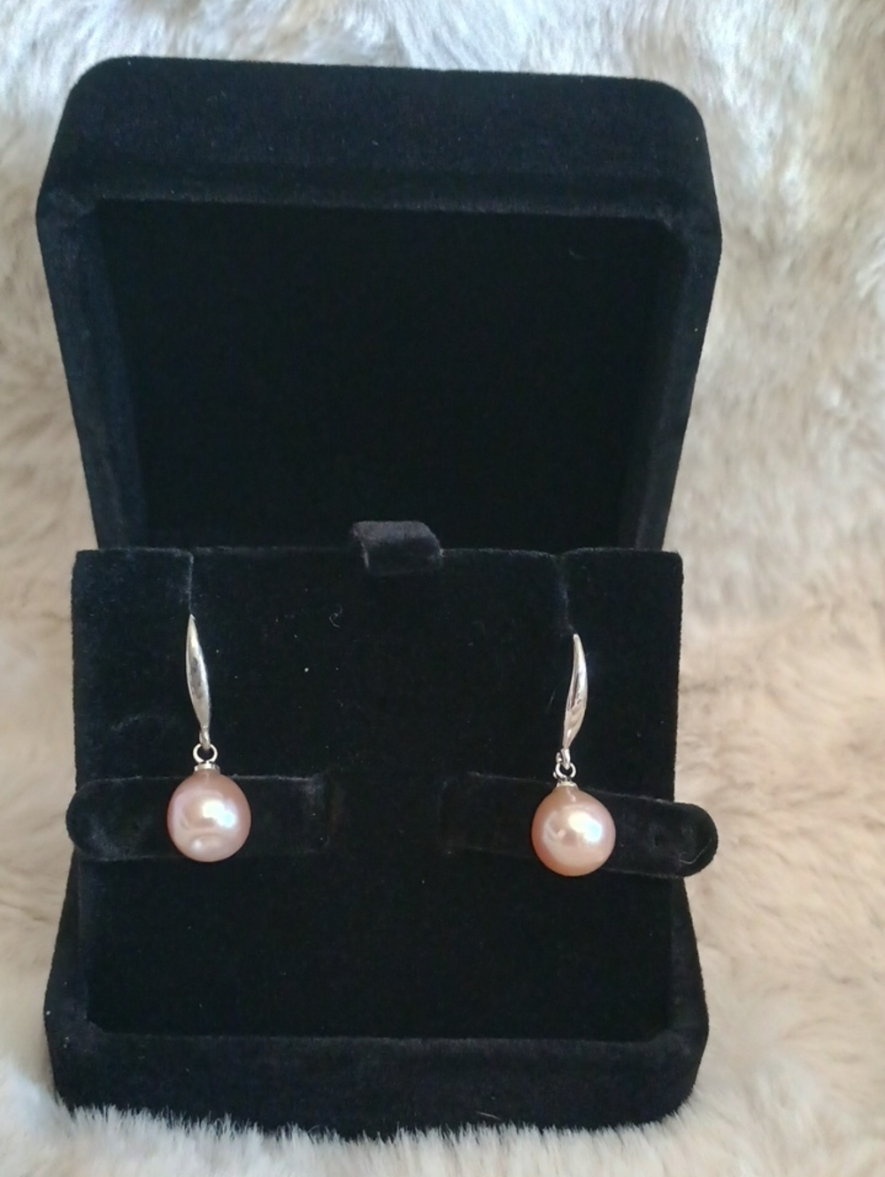 New Genuine Pearl Earrings In a Pink Champagne Hue